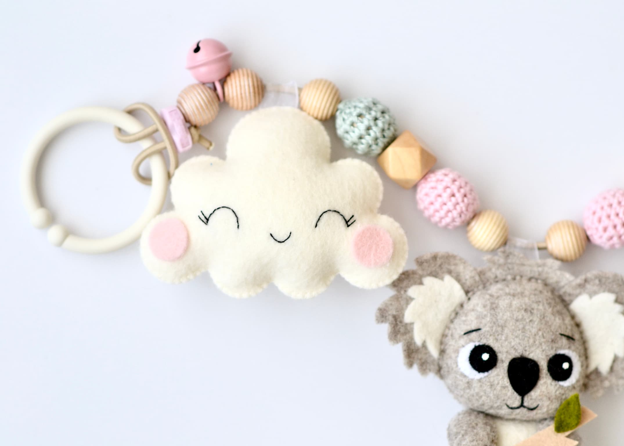 Kinderwagenkette Koala Beige mit Wolken - 2
