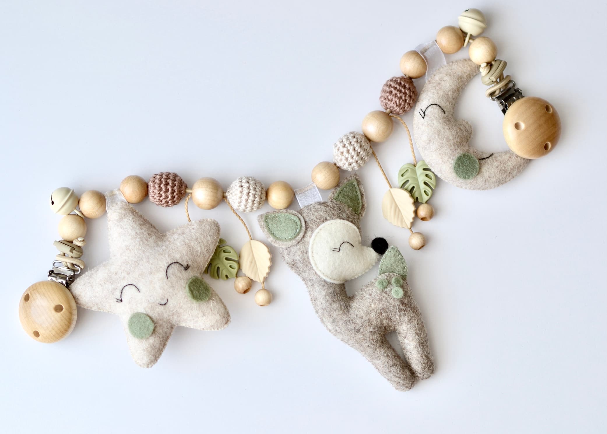 Kinderwagenkette Hirsch mit Stern und Mond