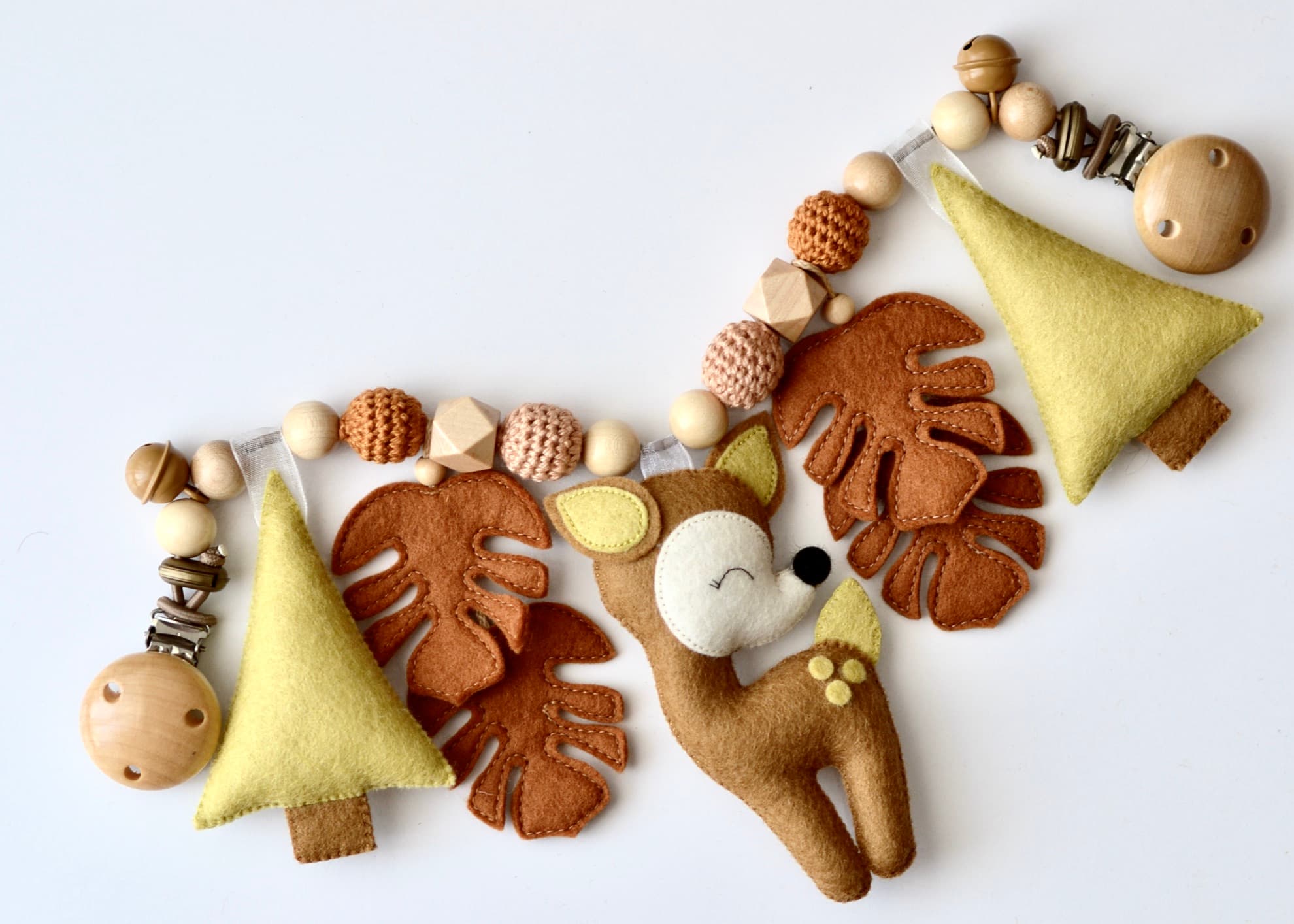 Kinderwagenkette Hirsch und Baum, Waldmotiv, Geschenk Geburt Taufe - 2