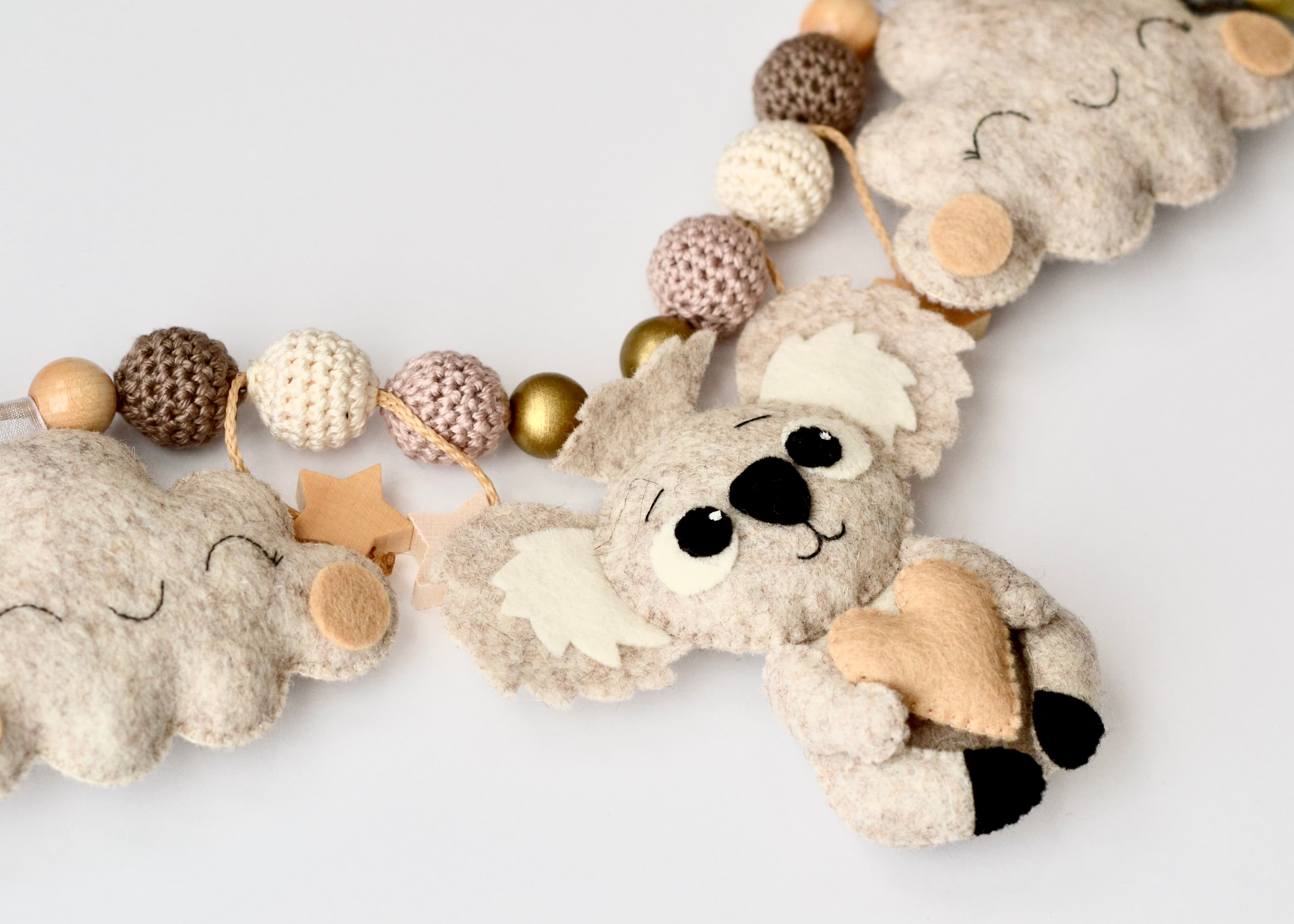 Kinderwagenkette Koala Gold mit Herz Beige - 2