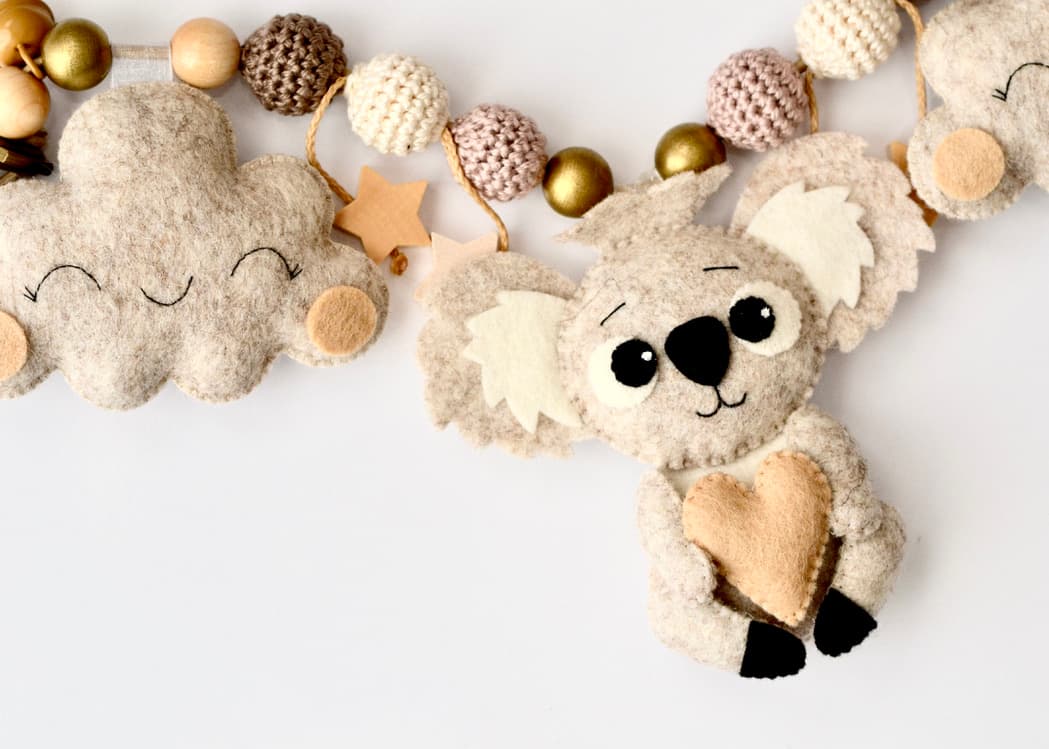 Kinderwagenkette Koala Gold mit Herz Beige - 4
