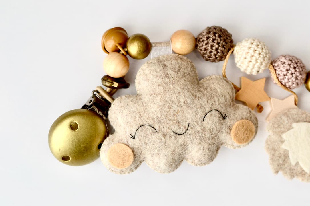 Kinderwagenkette Koala Gold mit Herz Beige - 5