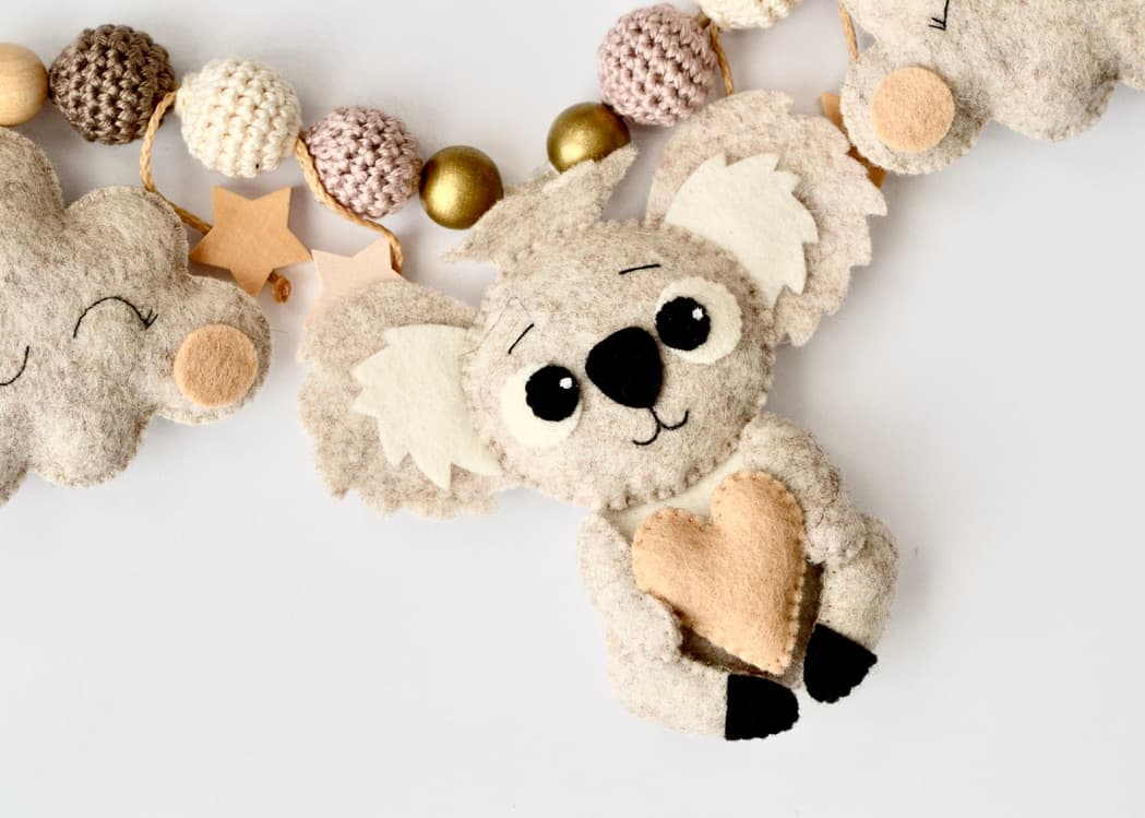 Kinderwagenkette Koala Gold mit Herz Beige - 6