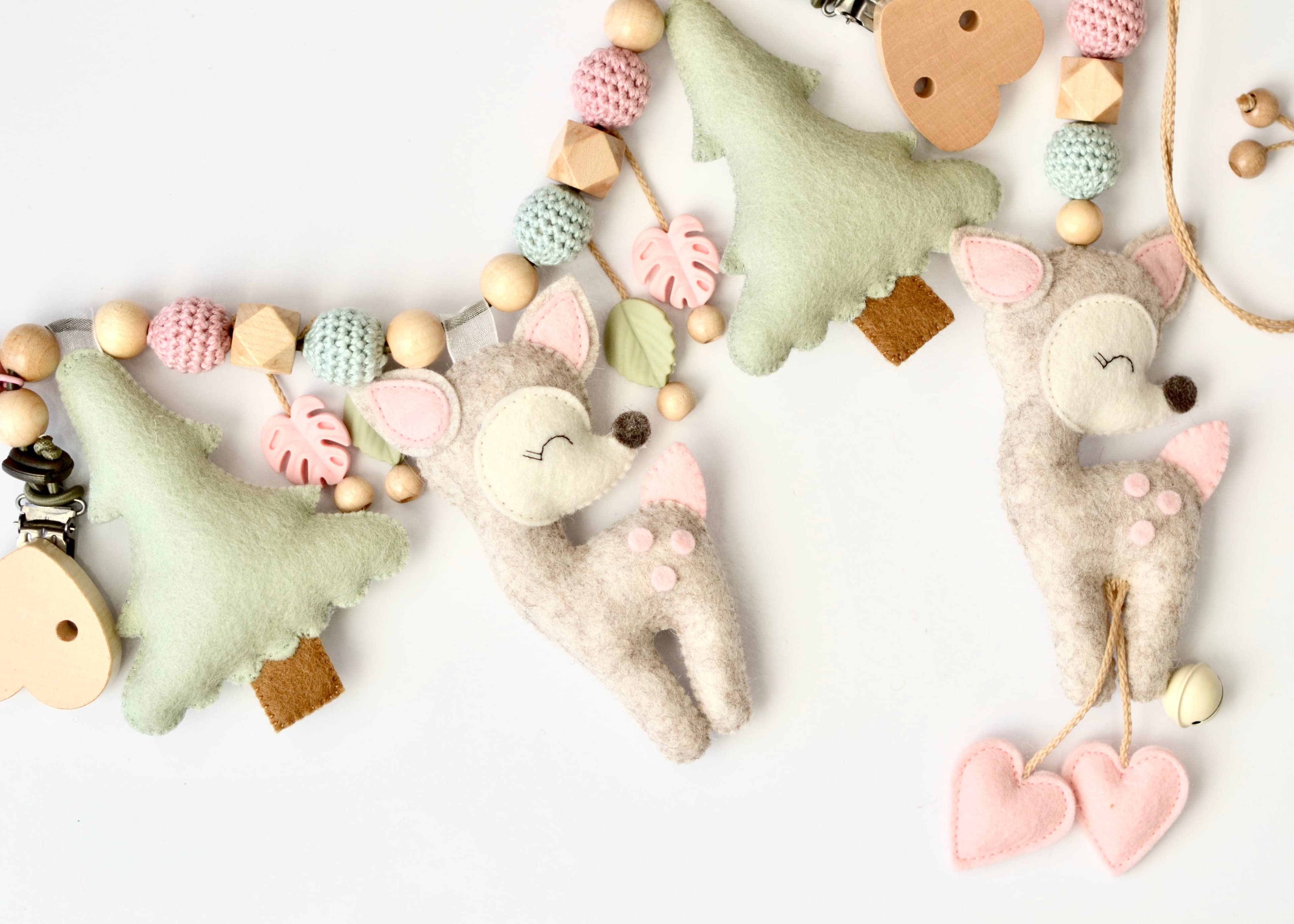 Geschenkset Hirsch,  Kinderwagenkette Hirsch und Maxi Cosi - 2