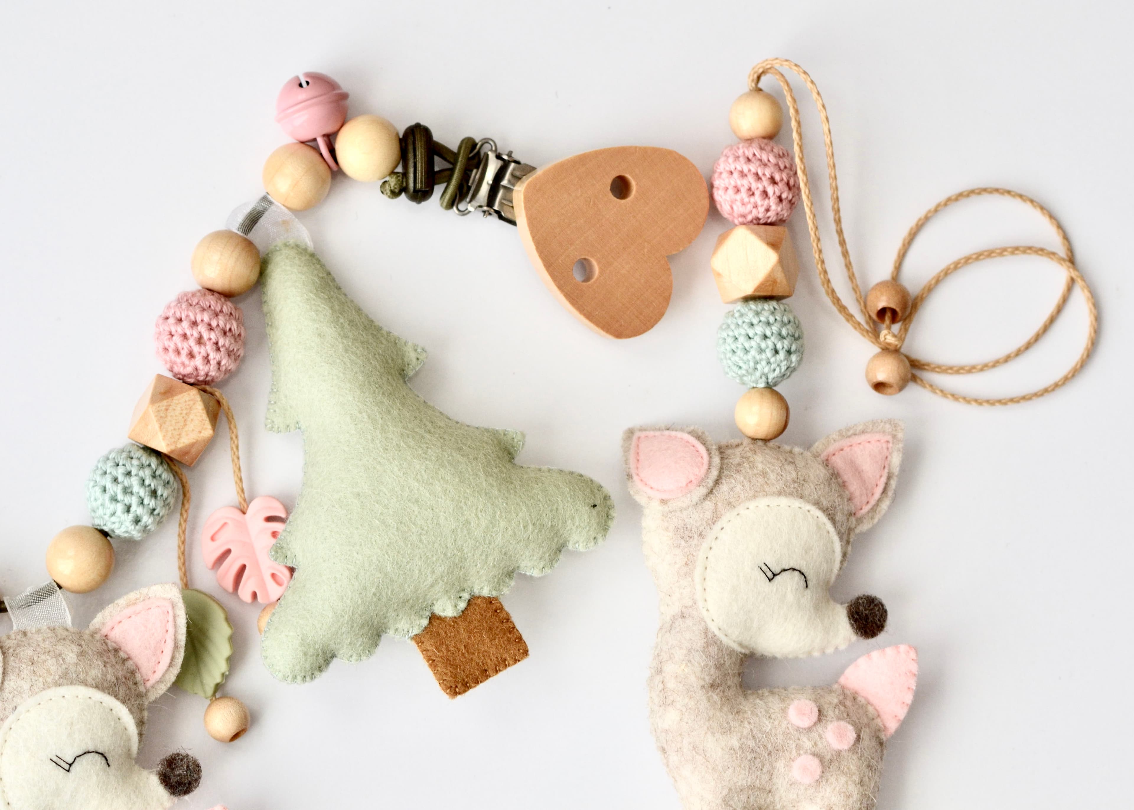 Geschenkset Hirsch,  Kinderwagenkette Hirsch und Maxi Cosi - 4