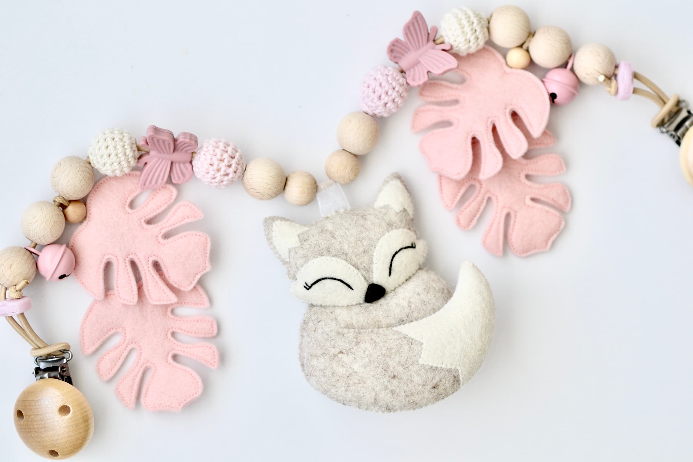 Kinderwagenkette Fuchs Monstera Pink - 4