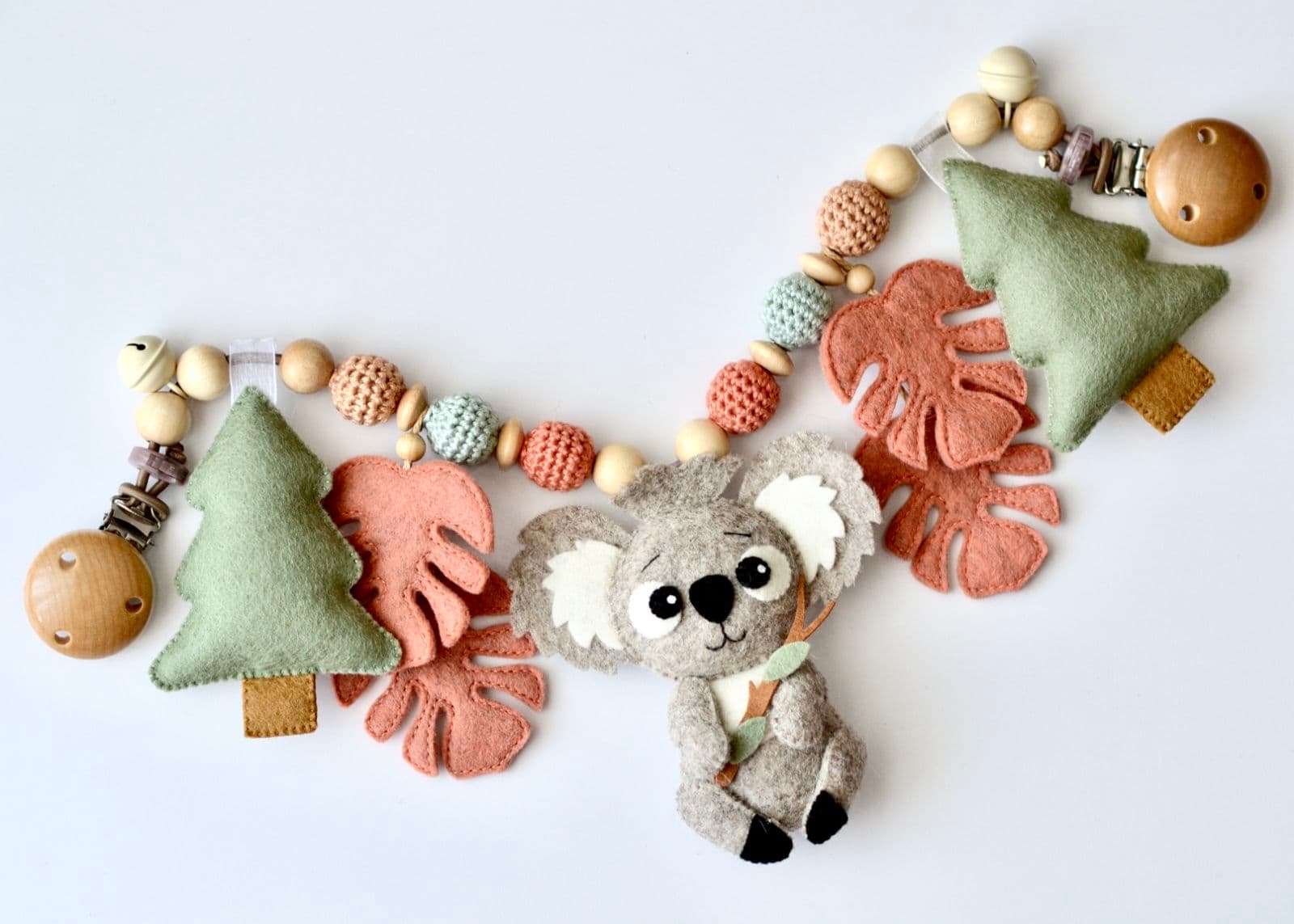 Kinderwagenkette Koala Monstera Coral - 2