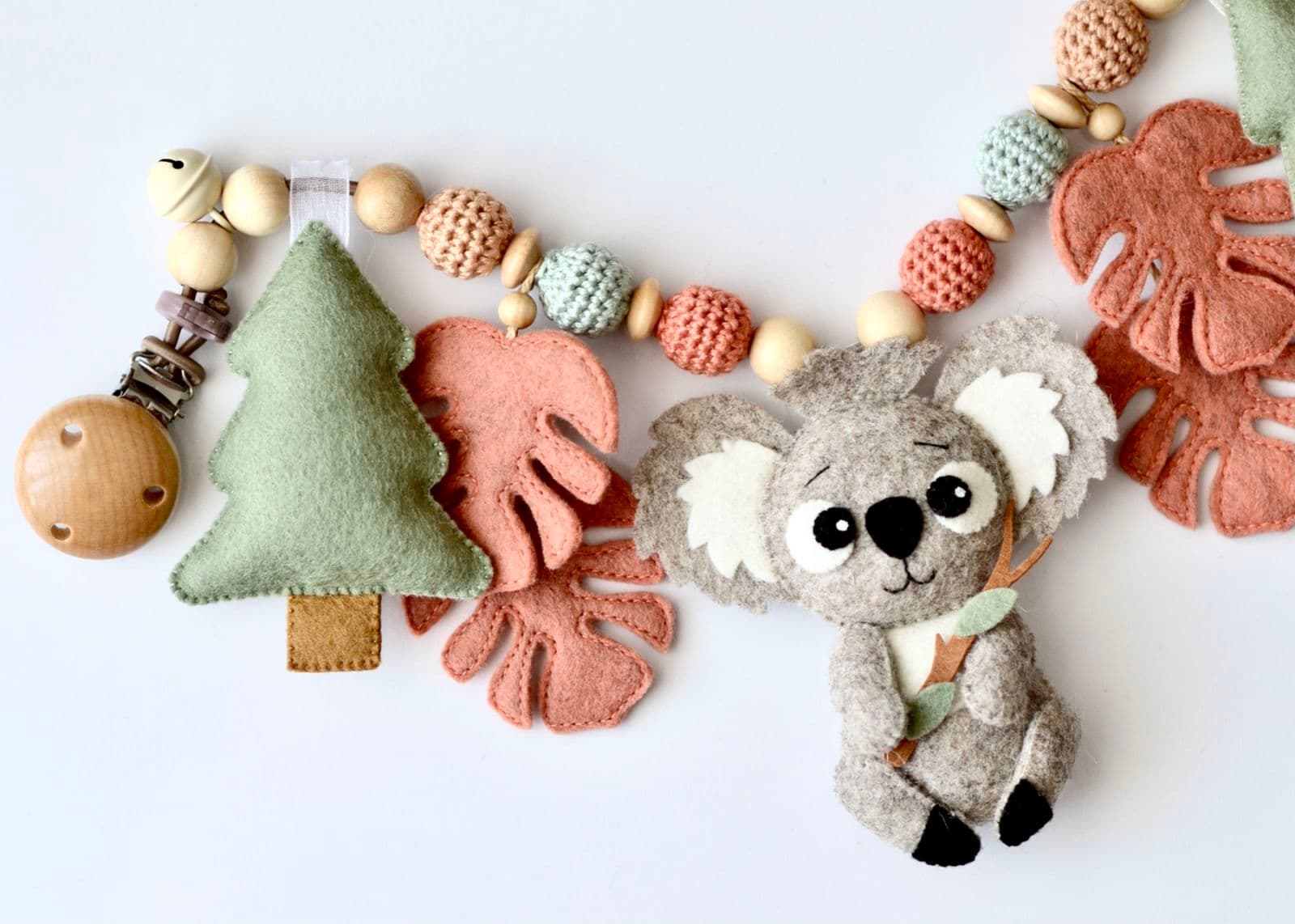 Kinderwagenkette Koala Monstera Coral - 3