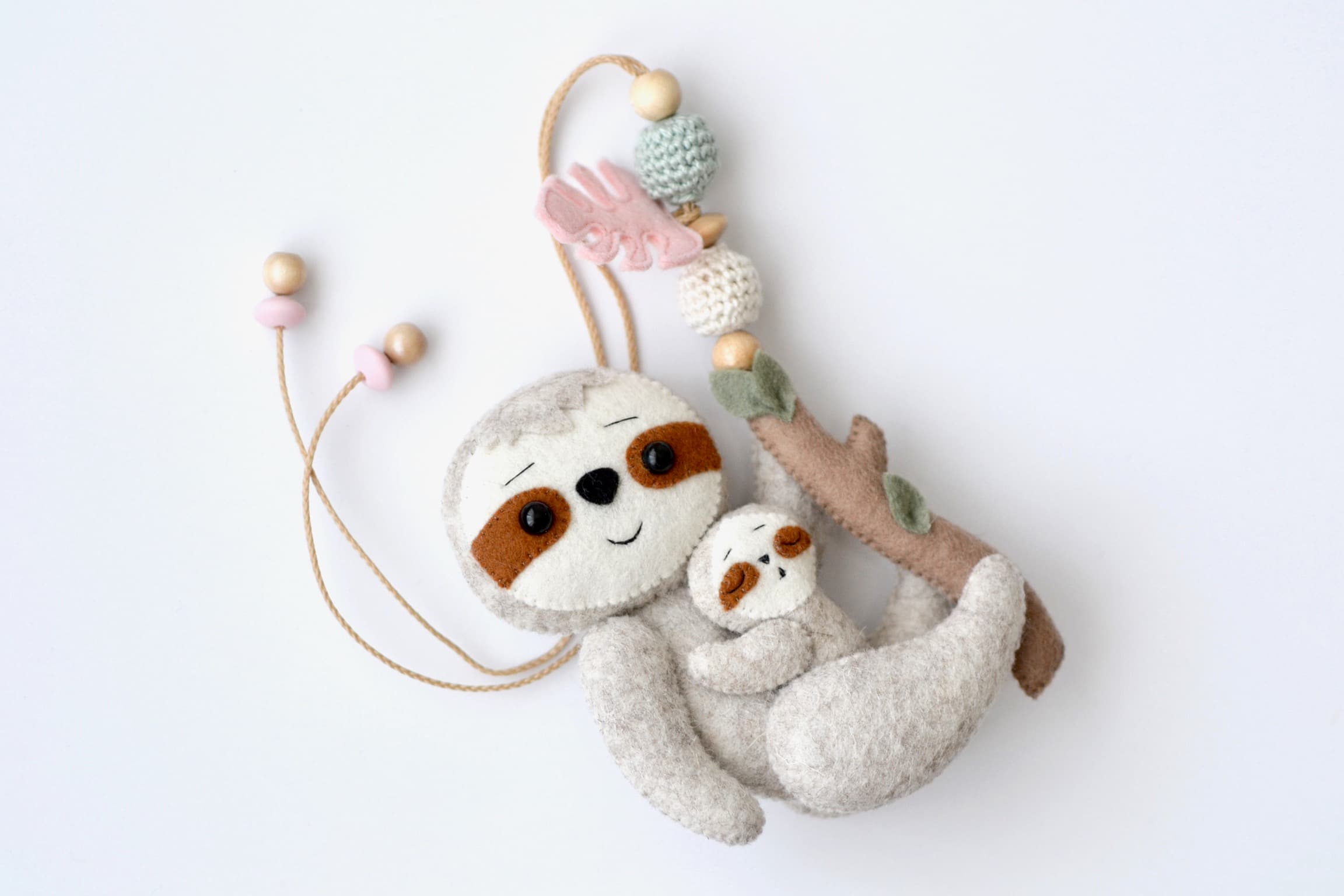 Sparset Mädchen, Kinderwagenkette, Schnullerkette Faultier, Geschenk Geburt Taufe - 4