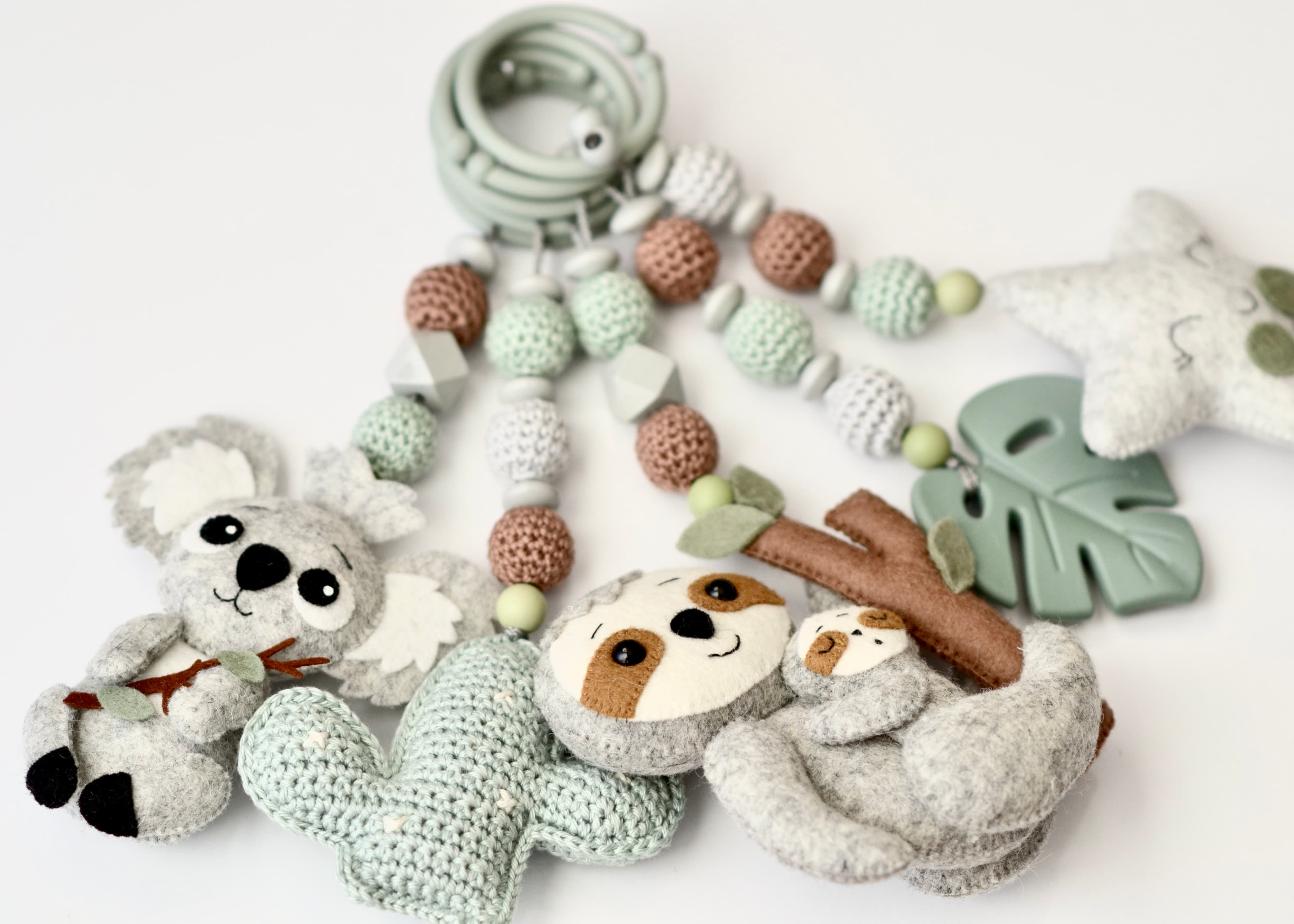 Spielbogen Set Faultier Koala Monstera Stern Kaktus, Anhängern Filz - 5