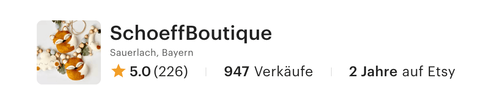 SchoeffBoutique auf Etsy — 5 Sterne, 226 Bewertungen